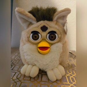 Vintage Furby Plush Toy - Cream and Brown